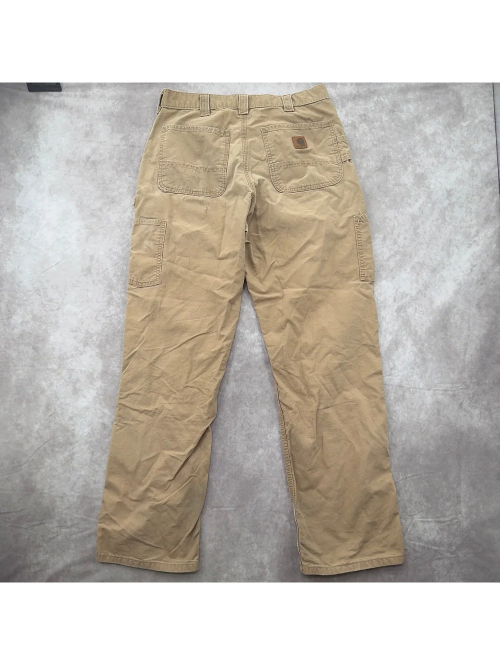 Carhartt Tan Heavily Distressed Carpenter Work Pants vintage y2k workwear